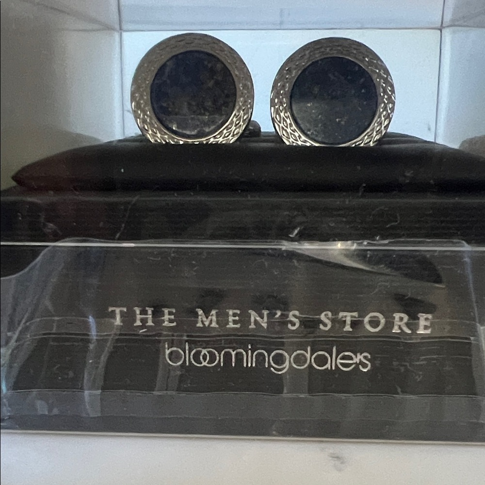✨Brand New - Bloomingdale's Men's Silver and Blue Cufflinks✨